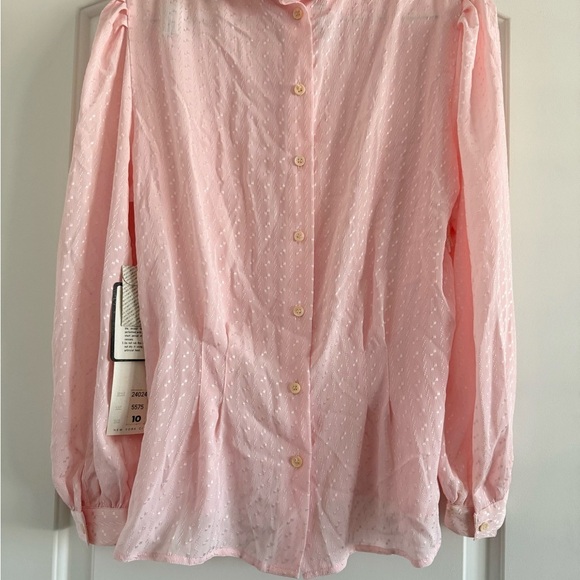 NILANI NWT Vintage Woman’s Pink Diamond Embroidered JewelryCollar Blouse-Size 10 - Picture 2 of 12